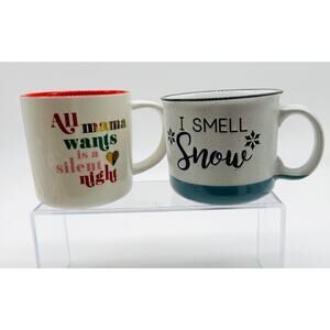 2 Christmas mugs Mama Silent Night Cocoa tea microwave safe